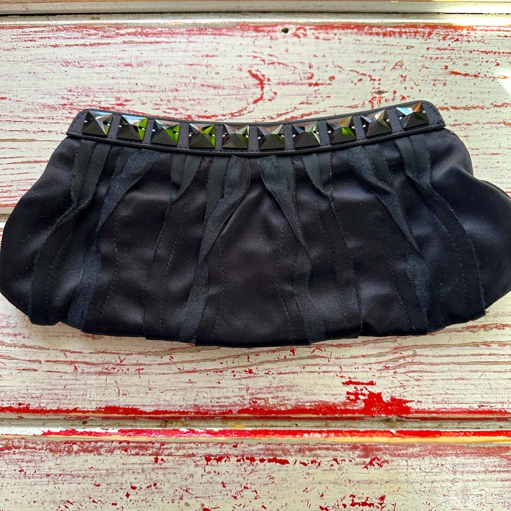 {Stuart Weitzman} Embellished Satin Clutch
